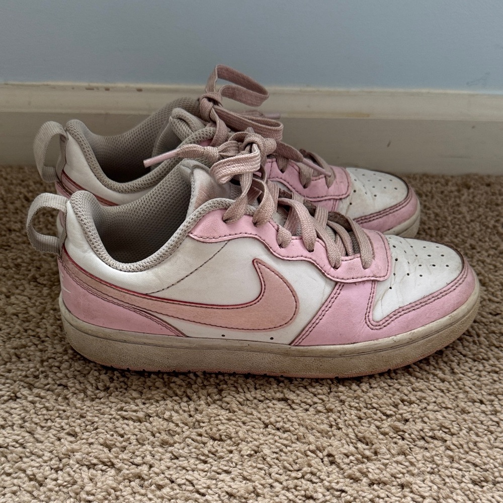 Nike Kids Court Borough Sneakers in Pink and White